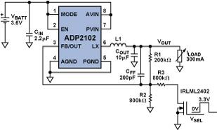  使用外部MOSFET和Blackfin PWM控制进行ADP2102的动态电压调整